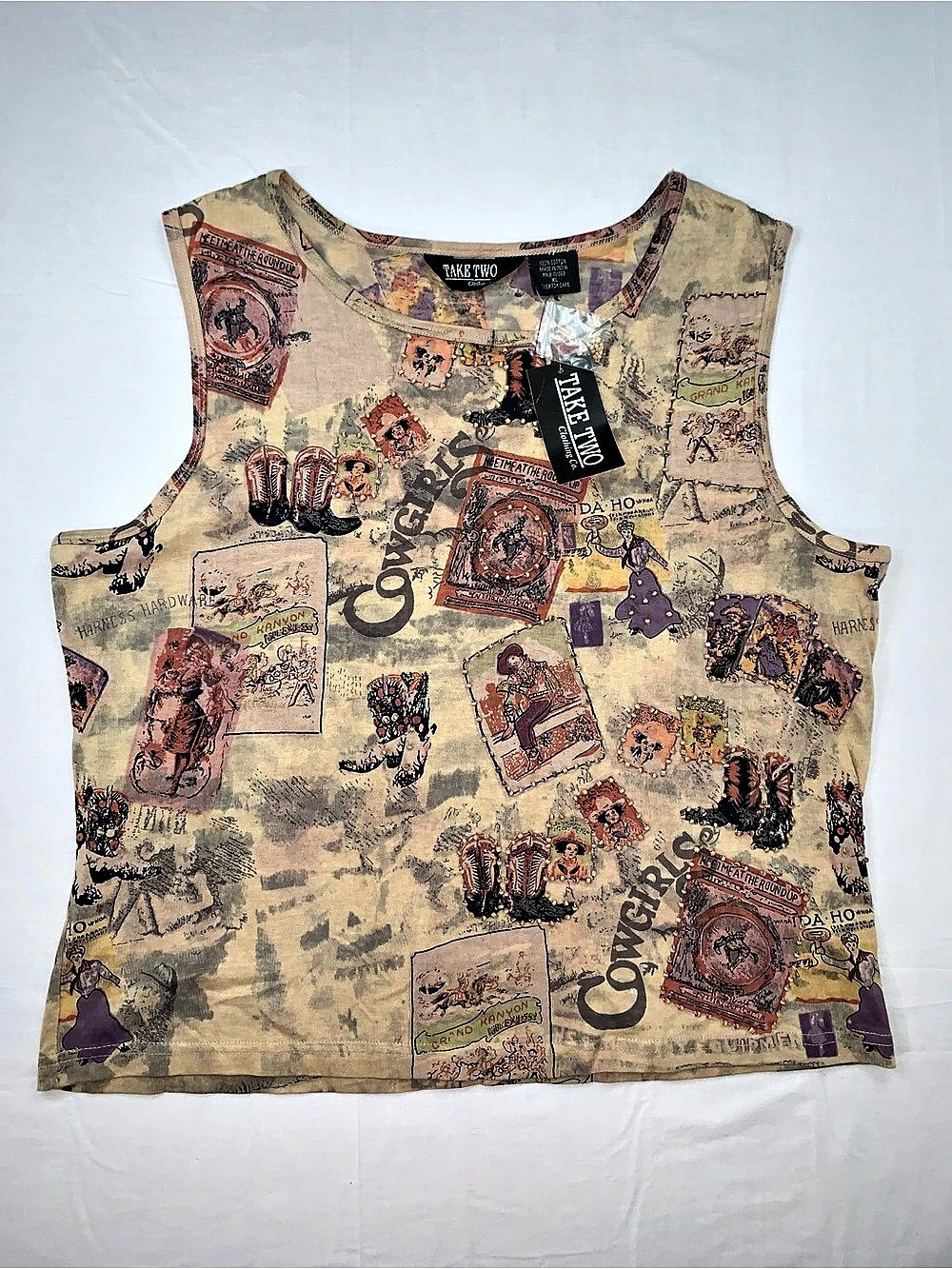 Take Two Cowgirls Cotton Tank Top XL NWT